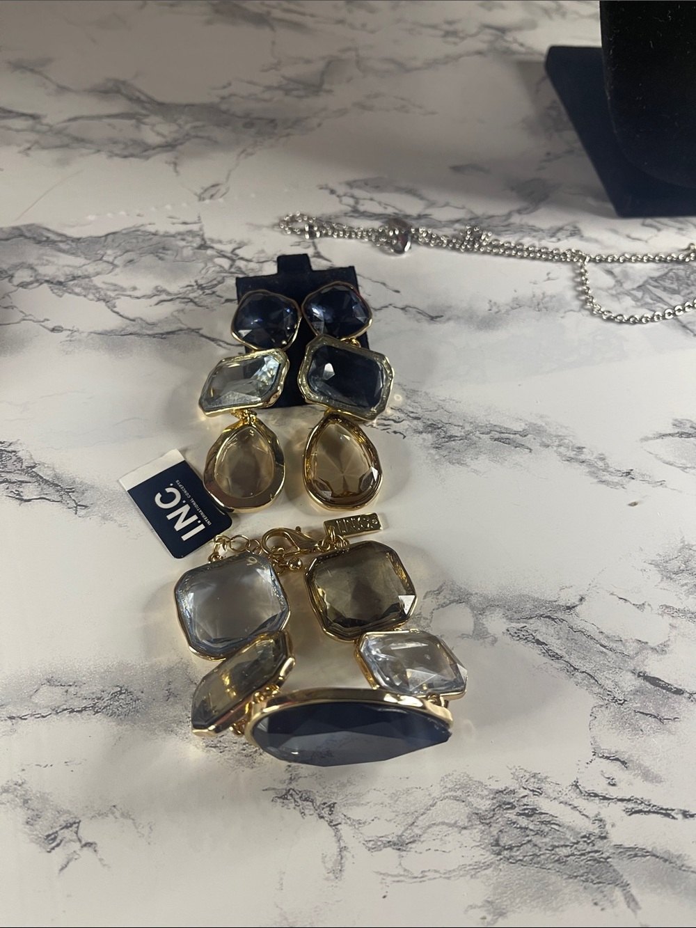 INC International Concepts Gold-Tone Bracelet with Blue and Gray Gem Accents